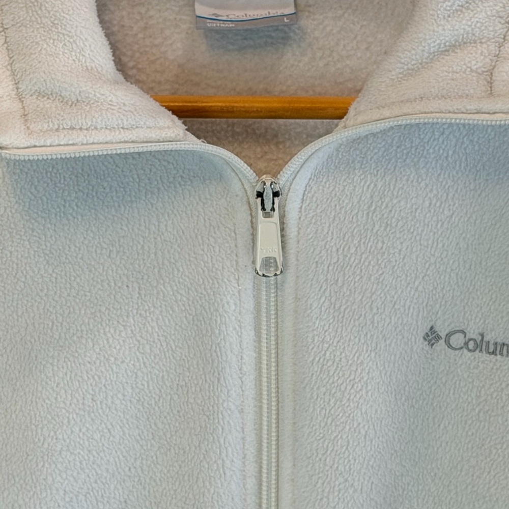 Columbia Fleece Full Zip Jacket Women's White Gorpcore Outdoor Benton Springs L - Picture 6 of 10